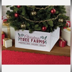White Tree Farm Christmas Tree Wood Crate, 11" x 20", Collapsible For Storage